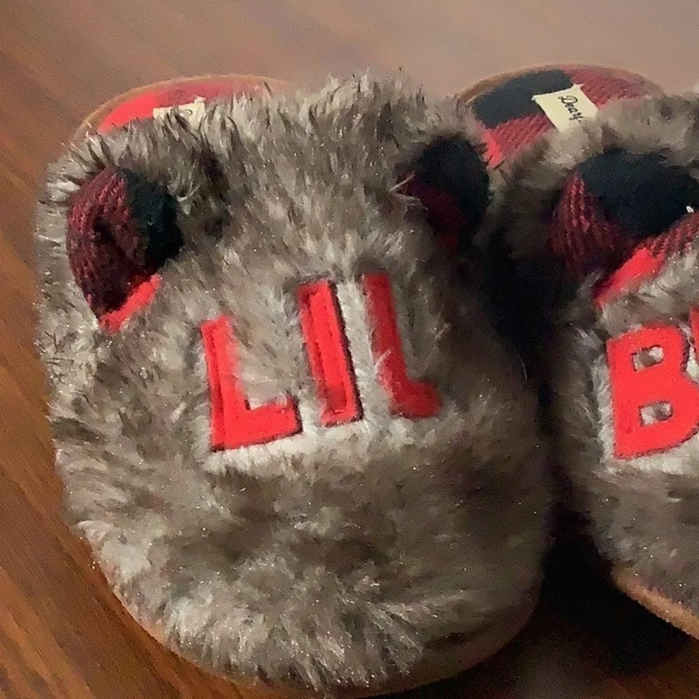 Dearfoams- Sz US2-3 - Lil Bear ear slippers - rubber sole profile racks faux fur